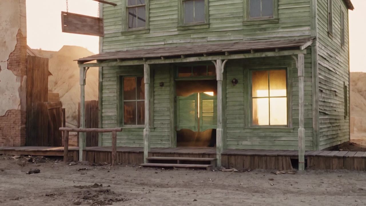 The green saloon in a frame from The Gunfight
