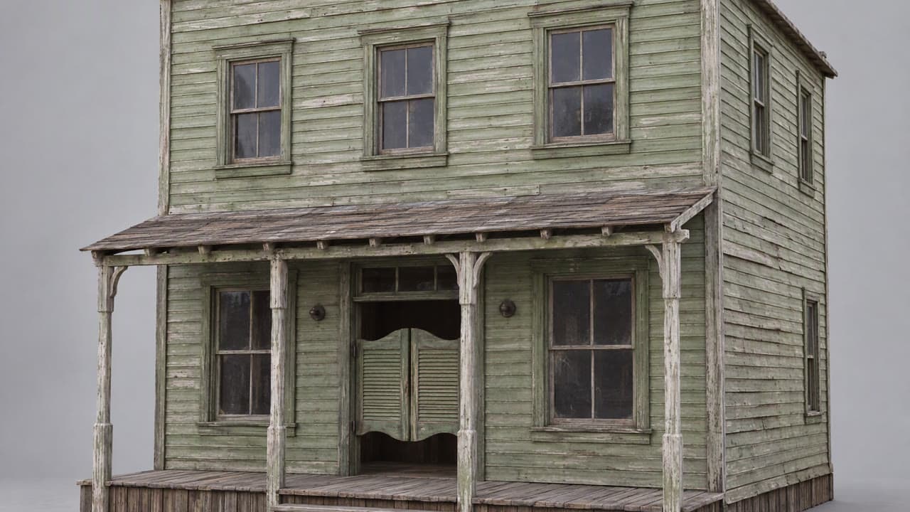 The saloon isolated on a grey backdrop as a GPT Image 2.5 still