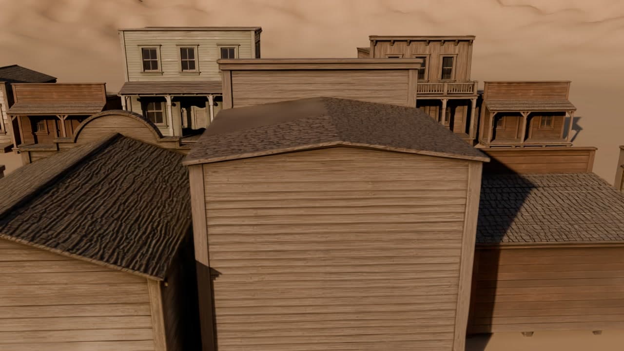 The rebuilt main street rendered from the trained gaussian splat
